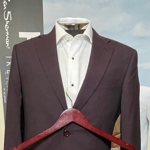 IKE BEHAR BURGUNDY DESIGNER SLIM FIT SUIT - Picture 2 of 8